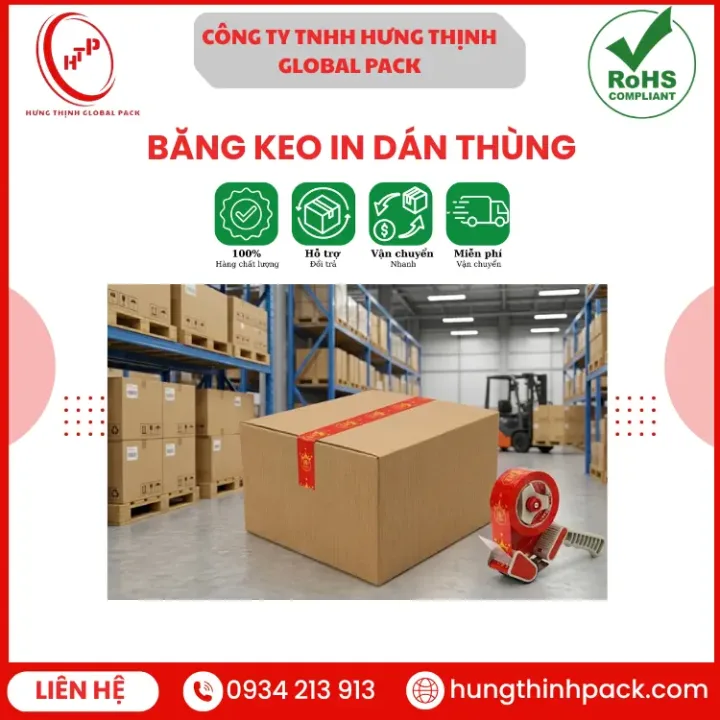 Băng keo in dán thùng Hưng Thịnh Global Pack