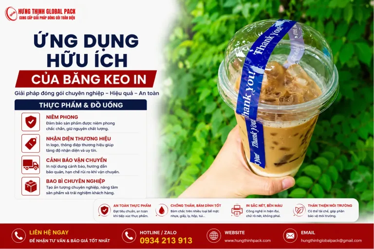 Băng keo in logo thương hiệu dán niêm phong ly trà sữa và hộp đồ ăn mang đi an toàn vệ sinh