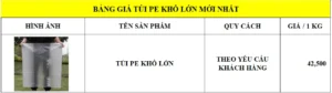 Báo giá túi PE khổ lớn tại Hưng Thịnh Global Pack