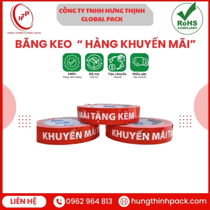Băng keo hàng khuyến mãi Hưng Thịnh Global Pack