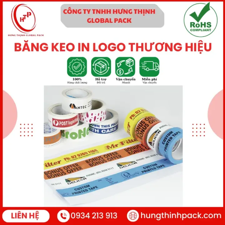 Băng keo in logo thương hiệu sắc nét Hưng Thịnh