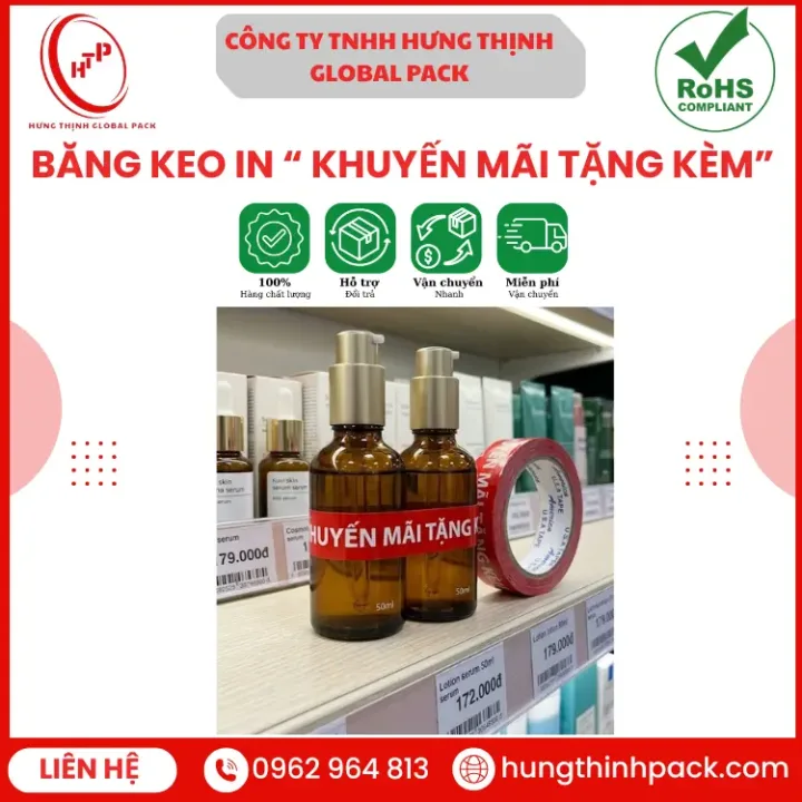 Băng keo khuyến mãi tặng kèm Hưng Thịnh Global Pack
