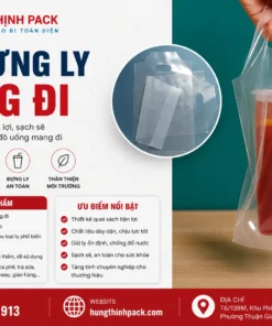 Túi đựng ly mang đi bằng nhựa PE trong suốt tiện lợi cho quán trà sữa cà phê – Hưng Thịnh Pack