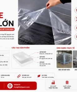 Túi PE khổ lớn trong suốt dùng đóng gói và bảo vệ hàng hóa, nội thất, máy móc công nghiệp chất lượng cao.