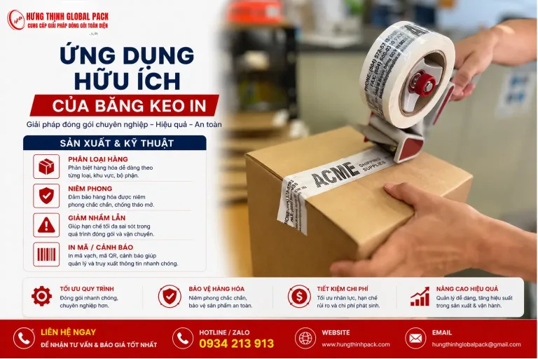 Băng keo in thông tin kỹ thuật và mã vạch giúp tối ưu quy trình đóng gói trong nhà máy sản xuất