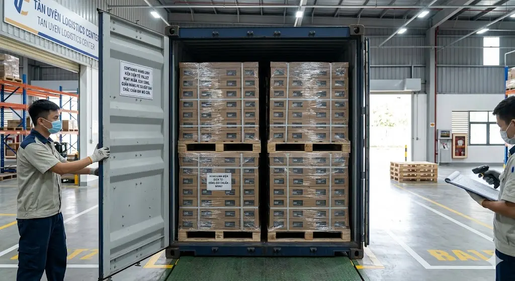 Pallet hàng đóng gói đúng quy trình , an toàn, hiệu quả