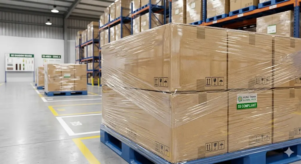 Giải pháp màng PE quấn pallet chống nghiêng đổ hàng hóa