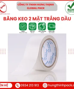 Băng keo 2 mặt trắng dầu siêu dính dùng cho quảng cáo và công nghiệp
