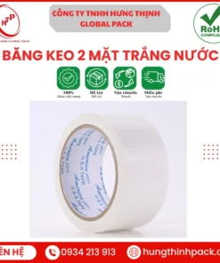 Băng keo 2 mặt trắng nước siêu dính dùng cho văn phòng, quảng cáo và công nghiệp