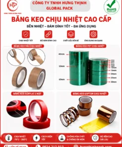 Tổng hợp các loại băng keo chịu nhiệt cao cấp gồm băng keo Kapton, PET, vải chịu nhiệt và acrylic 2 mặt