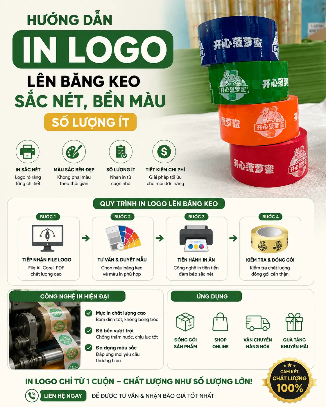Hướng dẫn in logo lên băng keo số lượng ít