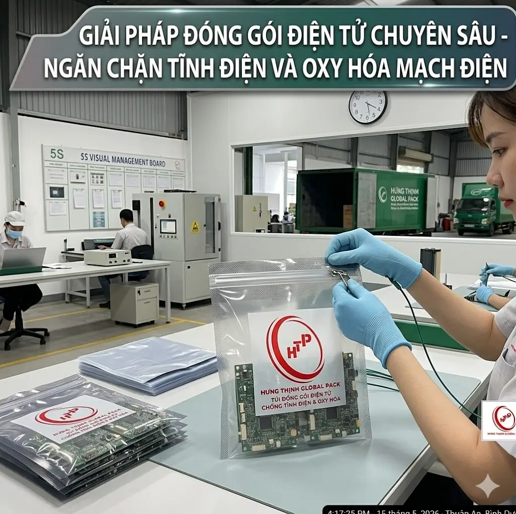 Giải pháp đóng gói linh kiện điện tử bằng túi zipper in ống đồng sắc nét của Công ty TNHH Hưng Thịnh Global Pack.