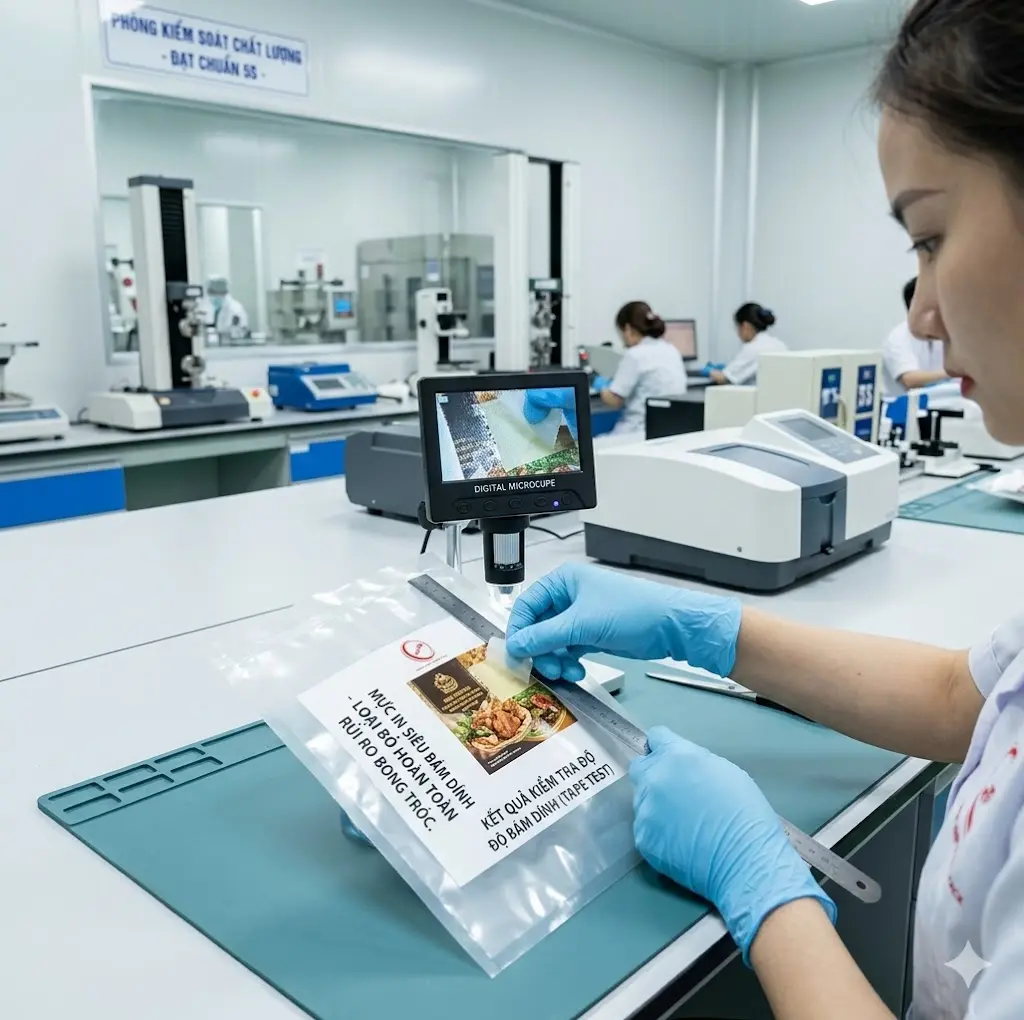 Kiểm tra chất lượng mực in bao bì Hưng Thịnh.