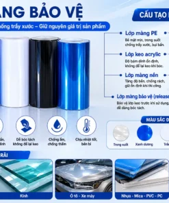 màng bảo vệ pe công nghiệp nhiều màu chống trầy xước bề mặt kính inox nhôm nhựa