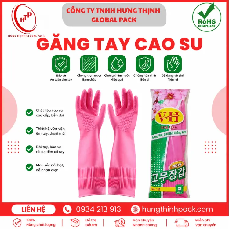 Găng tay cao su chất lượng cao, chống trơn trượt - giá sỉ tận gốc