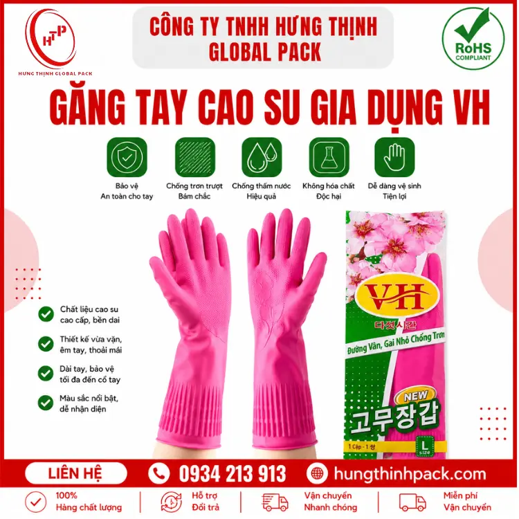 Găng tay cao su gia dụng VH cho Gia đình và Doanh nghiệp