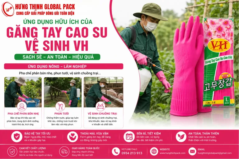 Găng tay cao su làm nông nghiệp VH dày dặn chuyên dụng để pha chế phân bón nhẹ, phun tưới cây trồng và vệ sinh chuồng trại chăn nuôi an toàn.