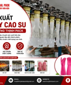 Sản xuất găng tay cao su công nghiệp tại nhà máy Hưng Thịnh Pack với dây chuyền hiện đại