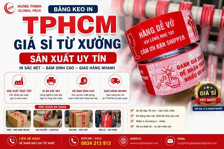 Xưởng sản xuất băng keo in chữ theo yêu cầu giá sỉ tốt nhất tại TPHCM