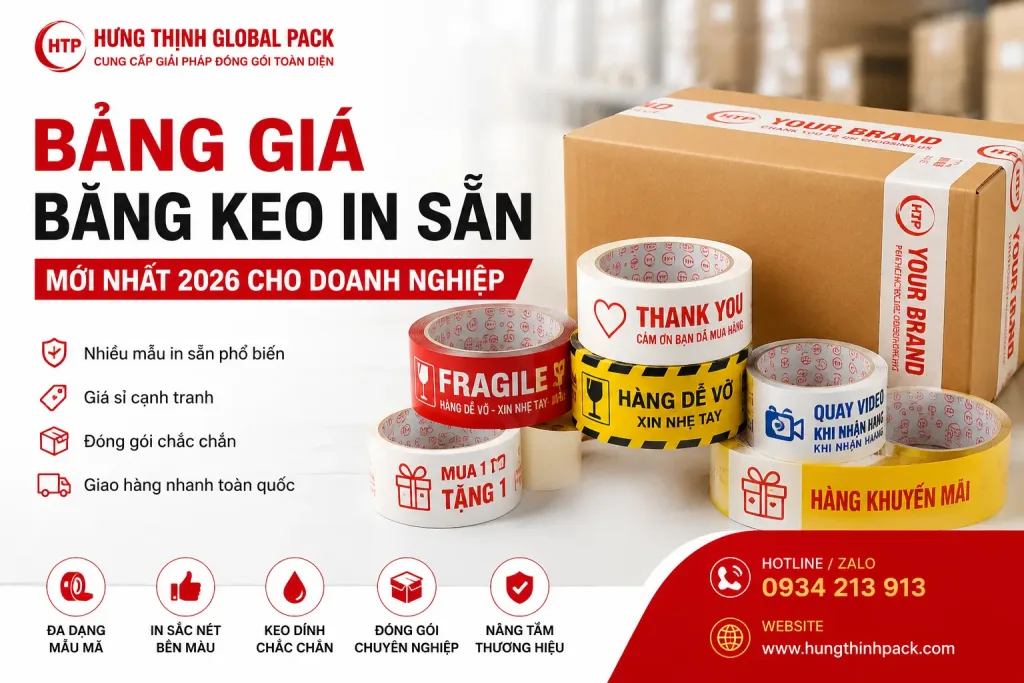 Bảng giá băng keo in sẵn mới nhất 2026 cho doanh nghiệp