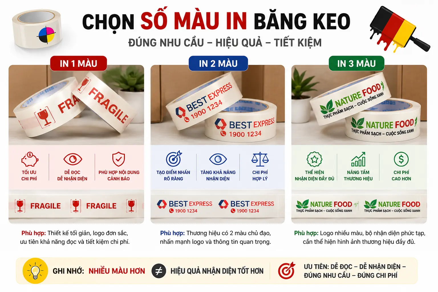 Chọn Số Màu In Băng Keo Theo Yêu Cầu Cho Doanh Nghiệp