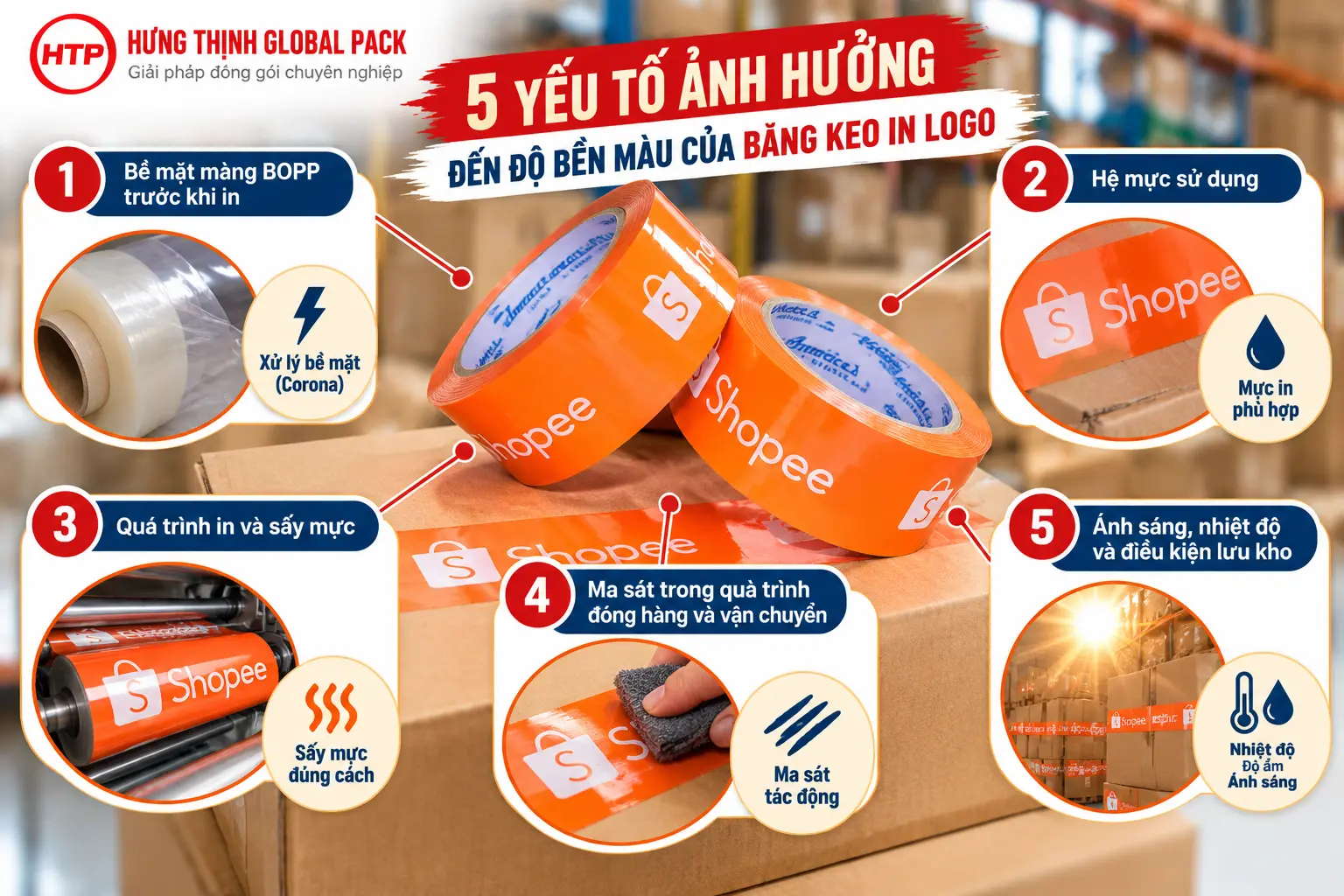 5 yếu tố ảnh hưởng đến độ bền màu của băng keo in logo