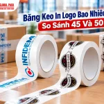 Băng keo in logo bao nhiêu mic, so sánh băng keo 45 mic và 50 mic