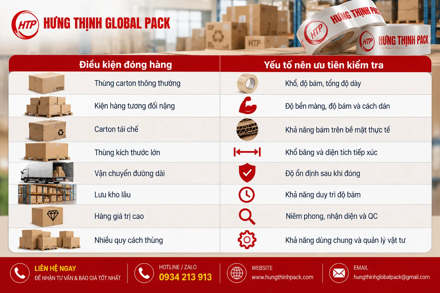 Cách chọn băng keo in logo theo điều kiện đóng hàng thực tế