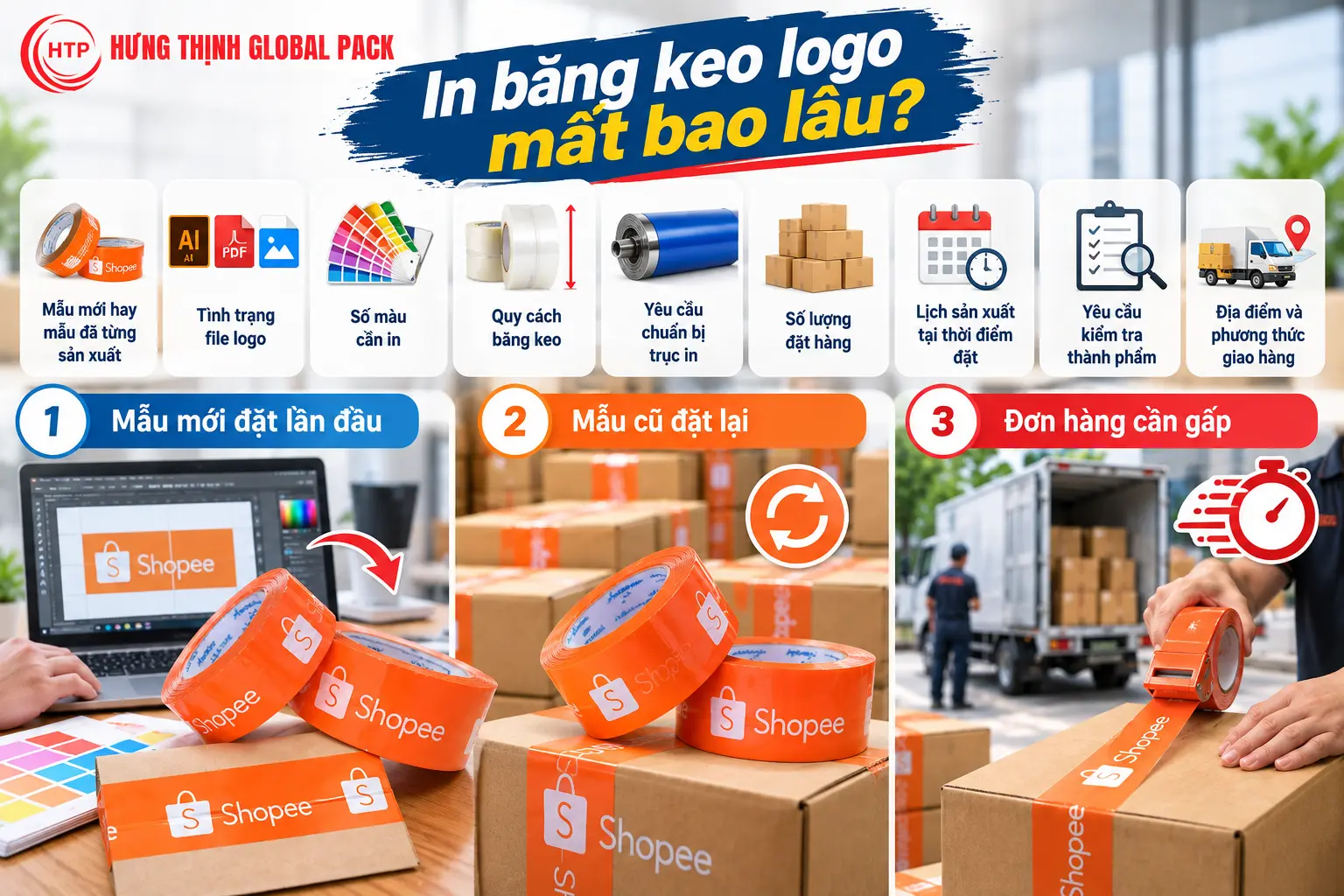 In băng keo logo mất bao lâu và các yếu tố ảnh hưởng thời gian sản xuất