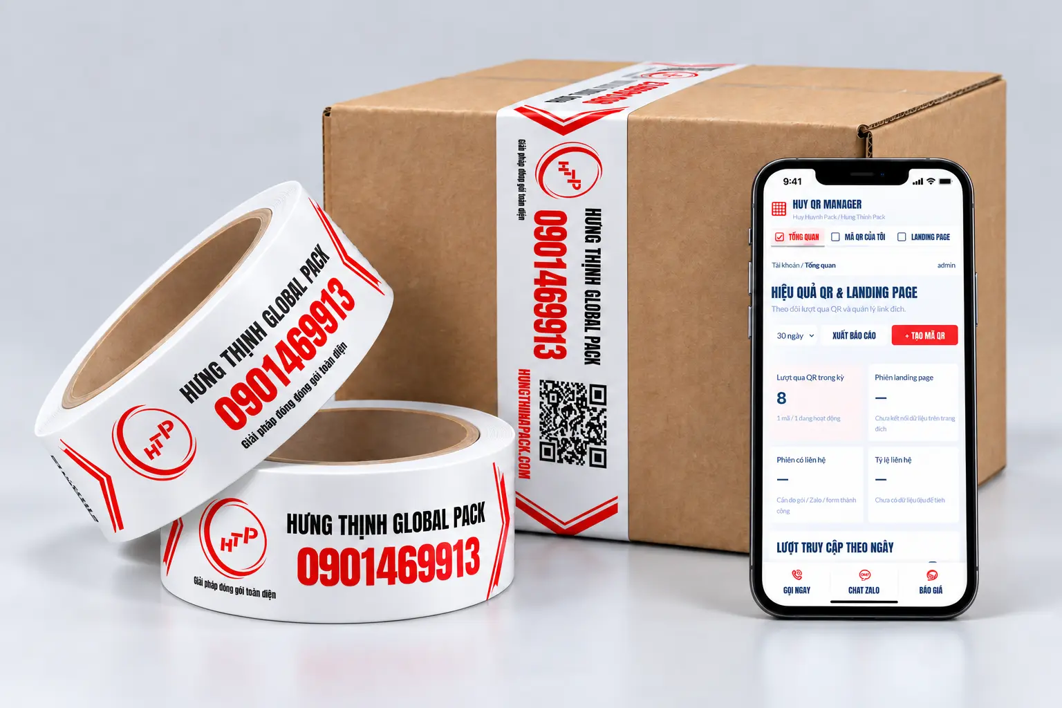 Băng keo in logo & QR