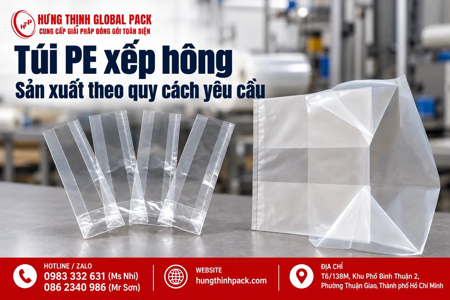 Túi PE xếp hông – Sản xuất theo quy cách yêu cầu